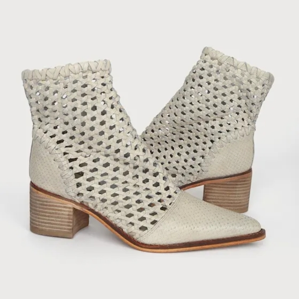 Free People Woven Cream Ankle Booties - Picture 3 of 13